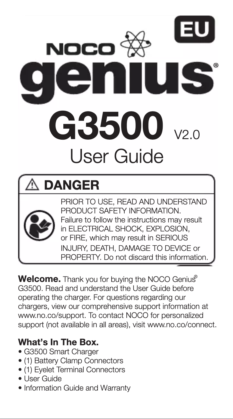 Page n°1 - Manuel utilisateur NOCO Genius G3500