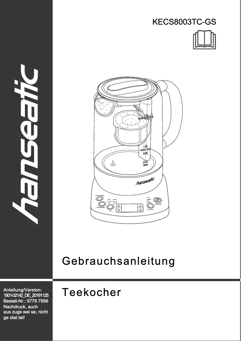 Page 1 de la notice Manuel utilisateur Hanseatic KECS8003TC-GS