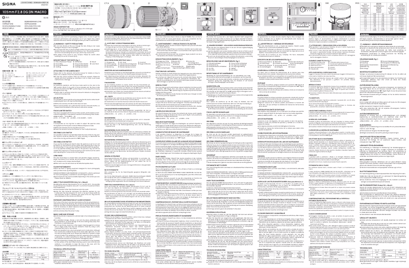 Page 1 de la notice Brochure Sigma 105mm F2.8 DG DN MACRO