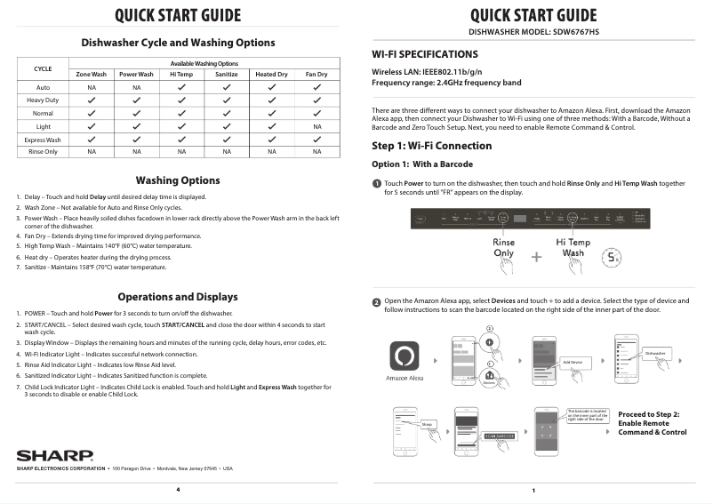 Página 1 del manual Guía de inicio rápido Sharp SDW6767HS
