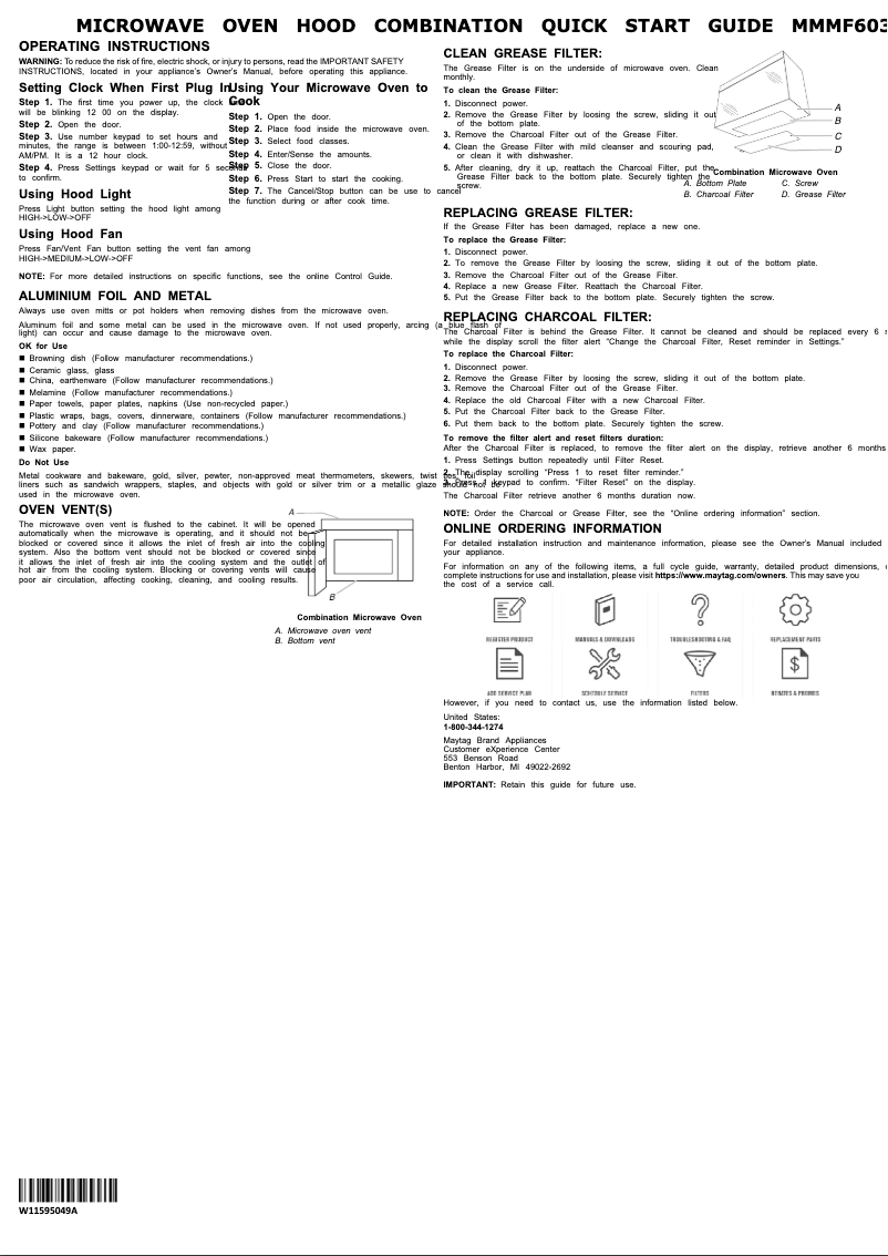 Page 1 de la notice Guide de démarrage rapide Maytag MMMF6030PB