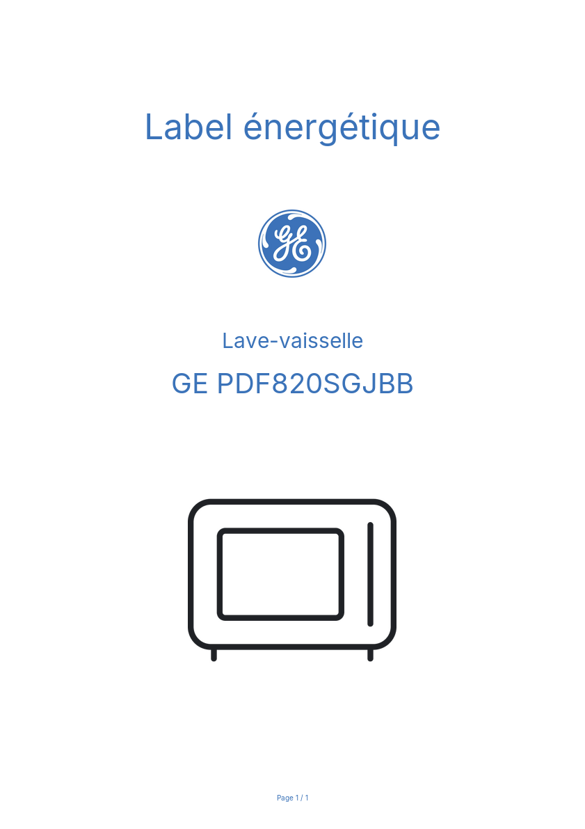 Page n°1 - Label énergétique GE PDF820SGJBB