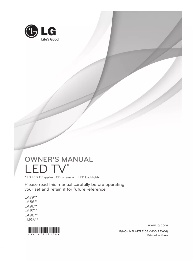 Page n°1 - Manuel utilisateur LG 60LA860W