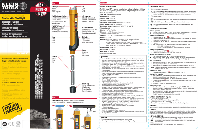 Page n°1 - Manuel utilisateur Klein Tools NCVT-3