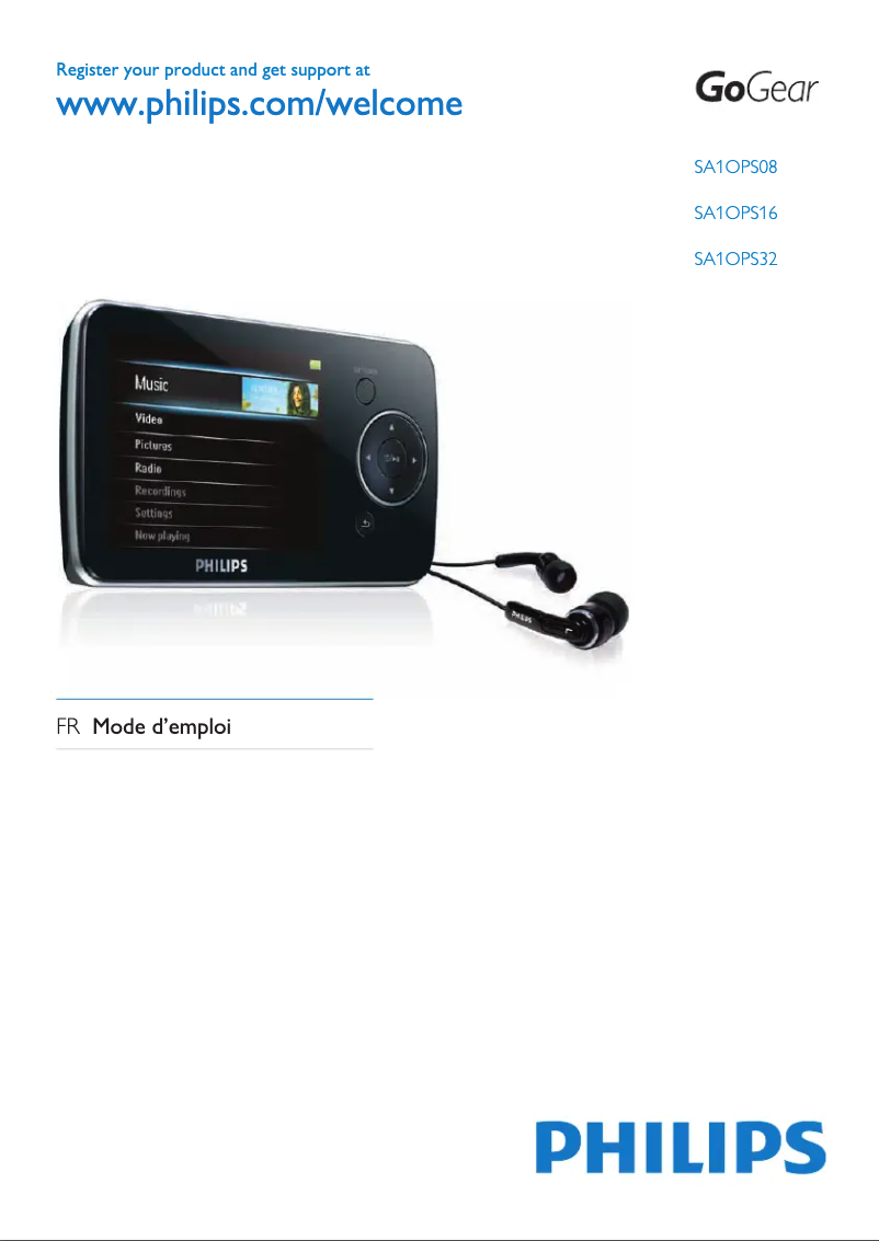 Image de la première page du manuel de l'appareil GoGear SA1OPS08K
