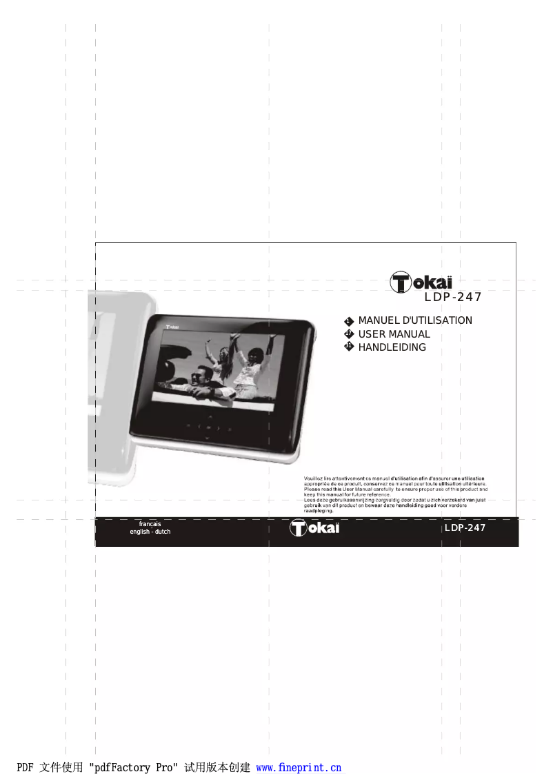 Page n°1 - Manuel utilisateur Tokaï LDP-247