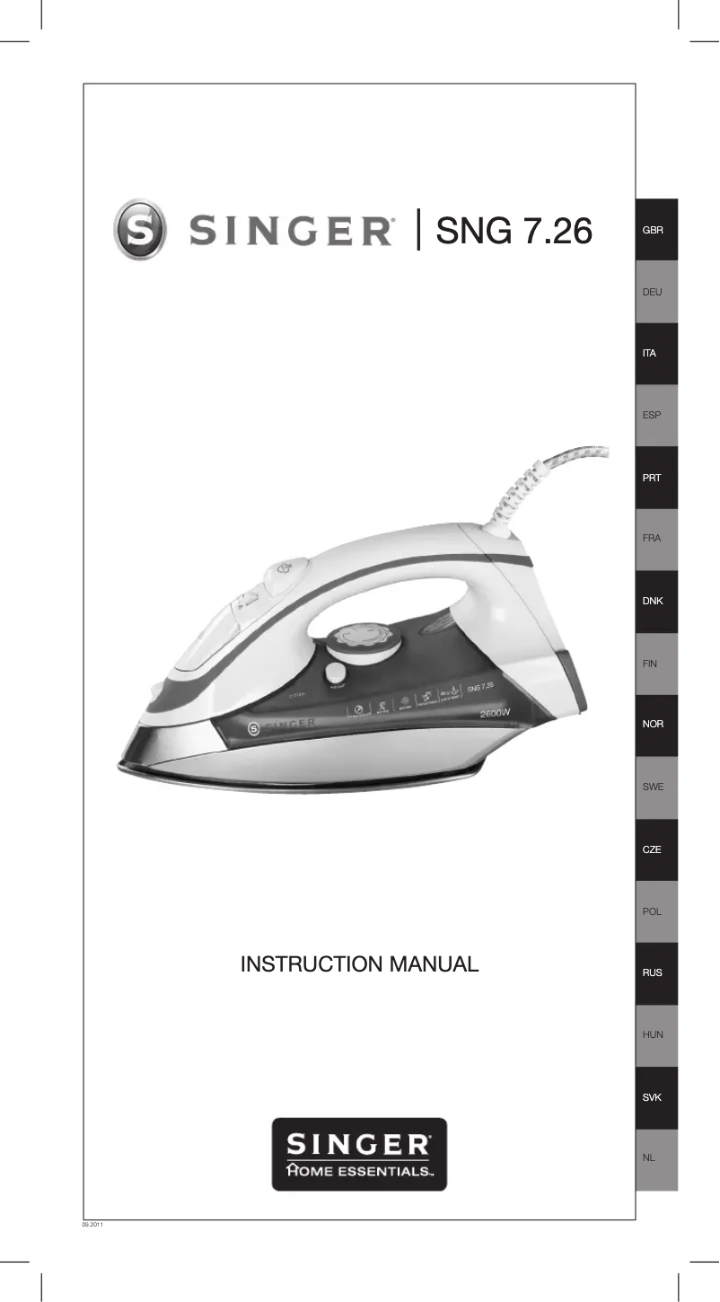 Page 1 de la notice Manuel utilisateur Singer SNG 7.26