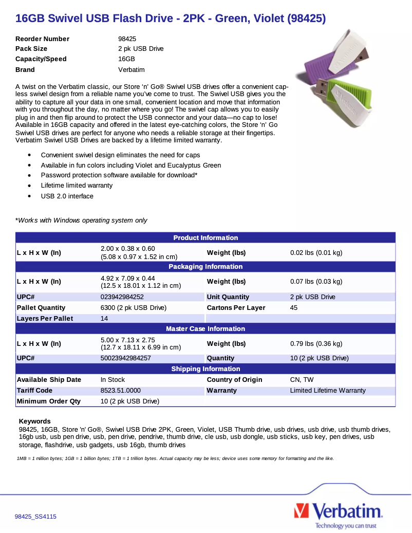 Page n°1 - Brochure Verbatim Store'n'Go