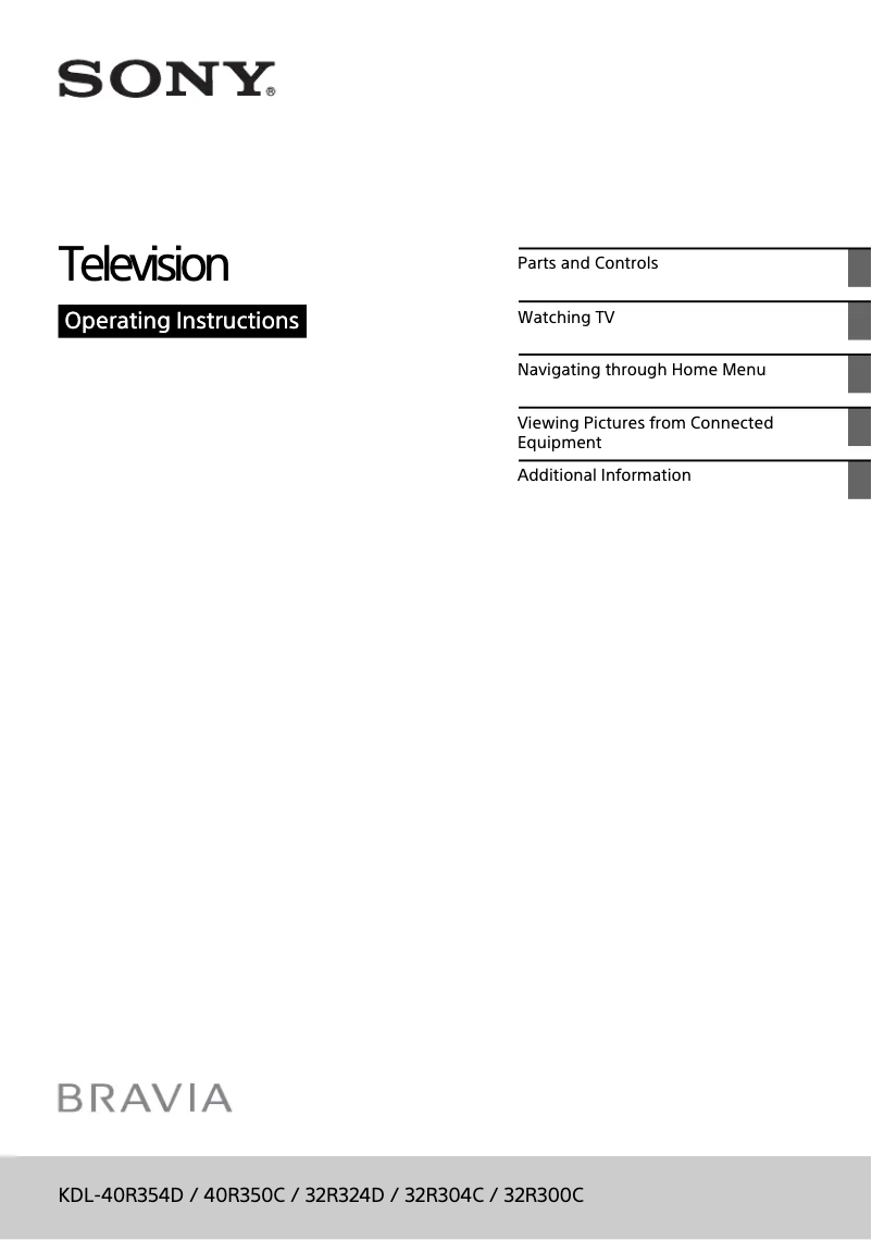 Page n°1 - Manuel utilisateur Sony Bravia KDL-40R350C
