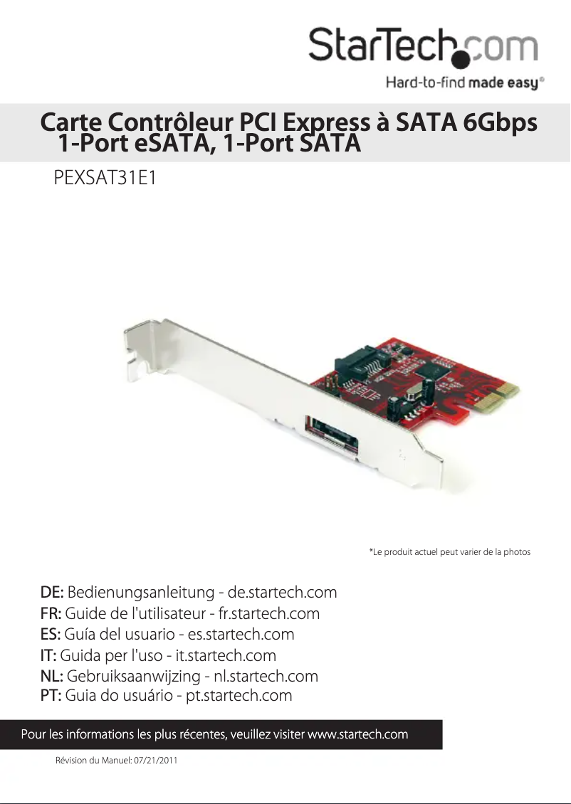 Page n°1 - Manuel utilisateur StarTech.com PEXSAT31E1