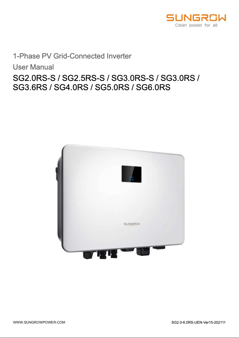 Página 1 del manual Manual de usuario Sungrow SG3.0RS