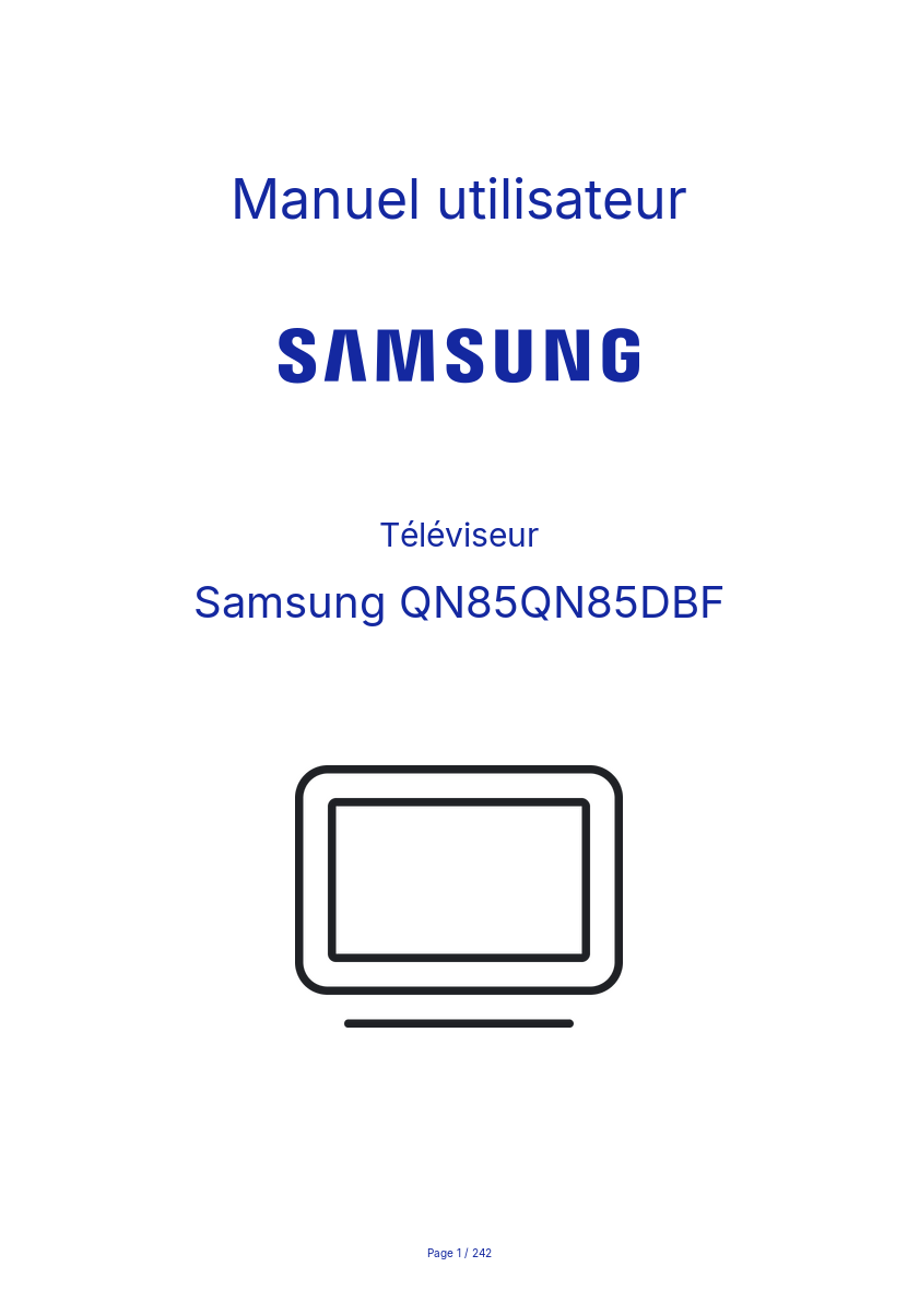 Page 1 de la notice Manuel utilisateur Samsung QN85QN85DBF