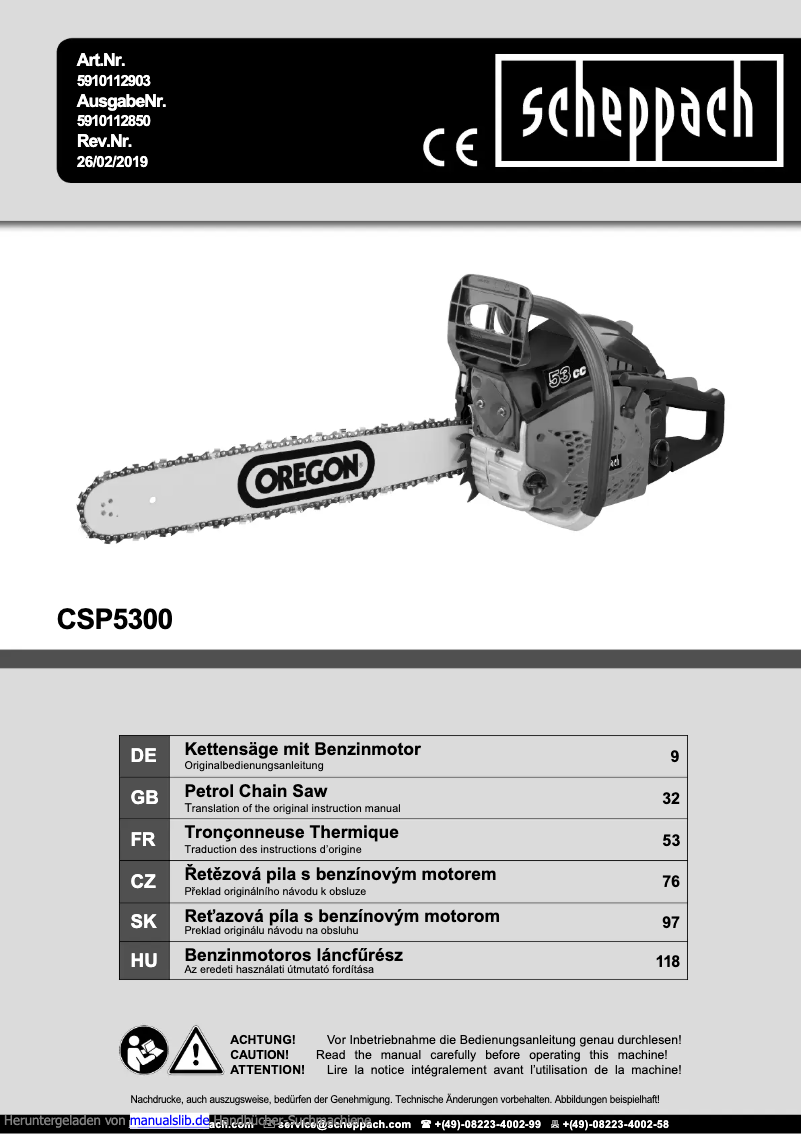 Image de la première page du manuel de l'appareil CSP5300