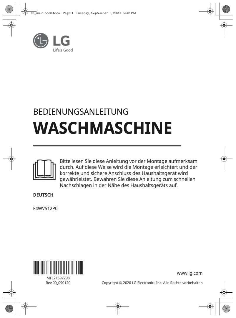 Página 1 del manual Manual de usuario LG F4WV512P0