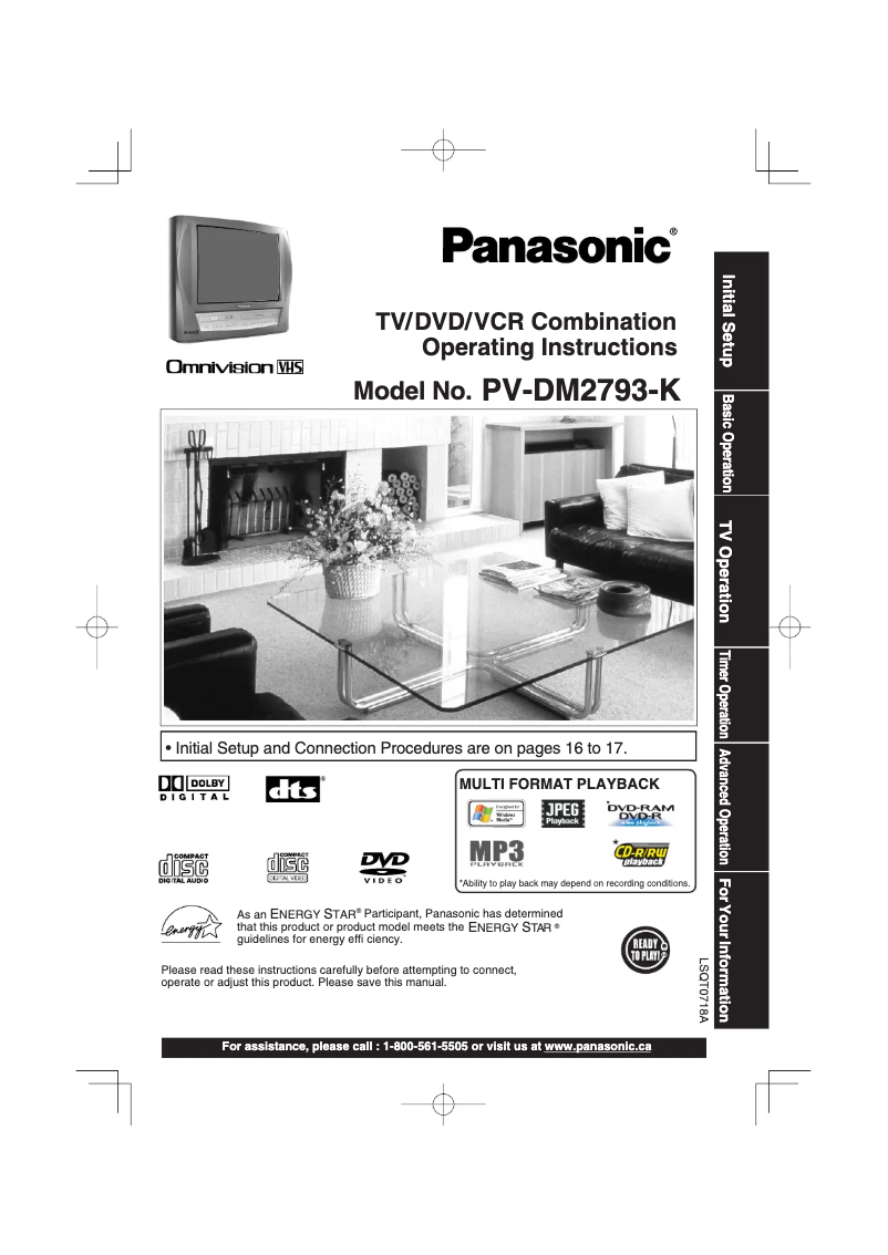 Page 1 de la notice Manuel utilisateur Panasonic PV-DM2793