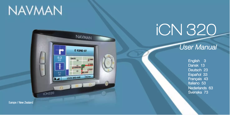 Page n°1 - Manuel utilisateur Navman iCN 320