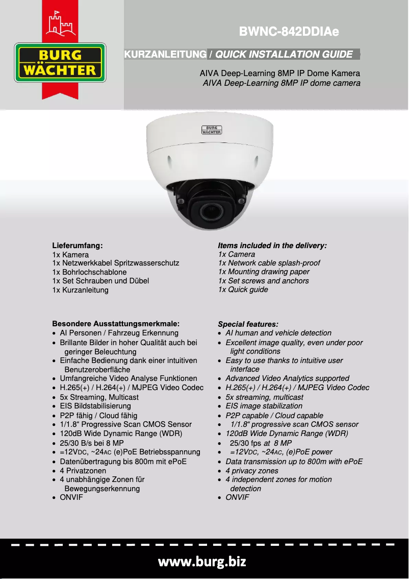 Imagen de la primera página del manual del dispositivo BWNC-842DDIAE