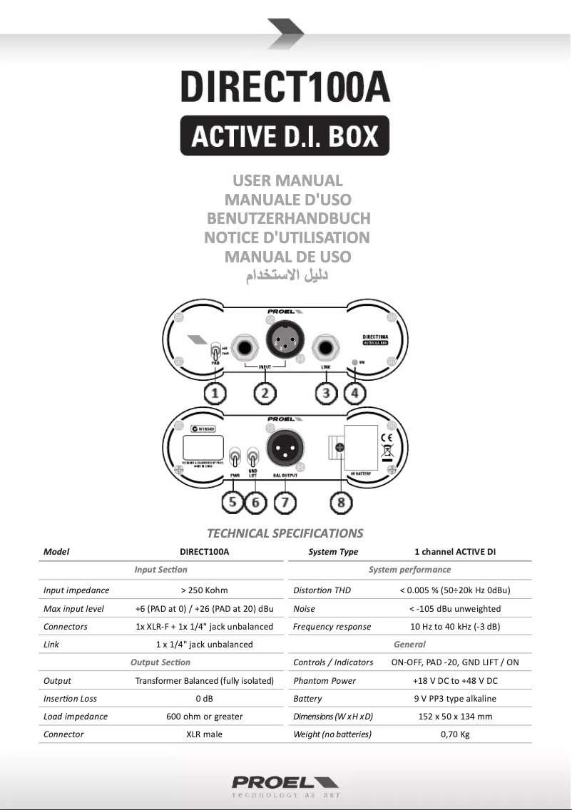 Image de la première page du manuel de l'appareil Direct100A