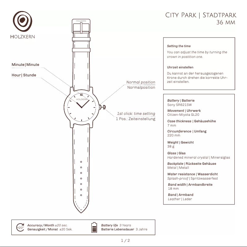 Page n°1 - Manuel utilisateur Holzkern Ekoparken