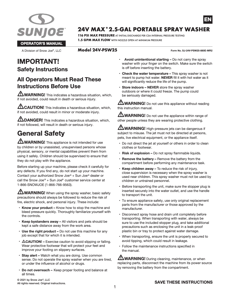 Image de la première page du manuel de l'appareil 24V-PSW25