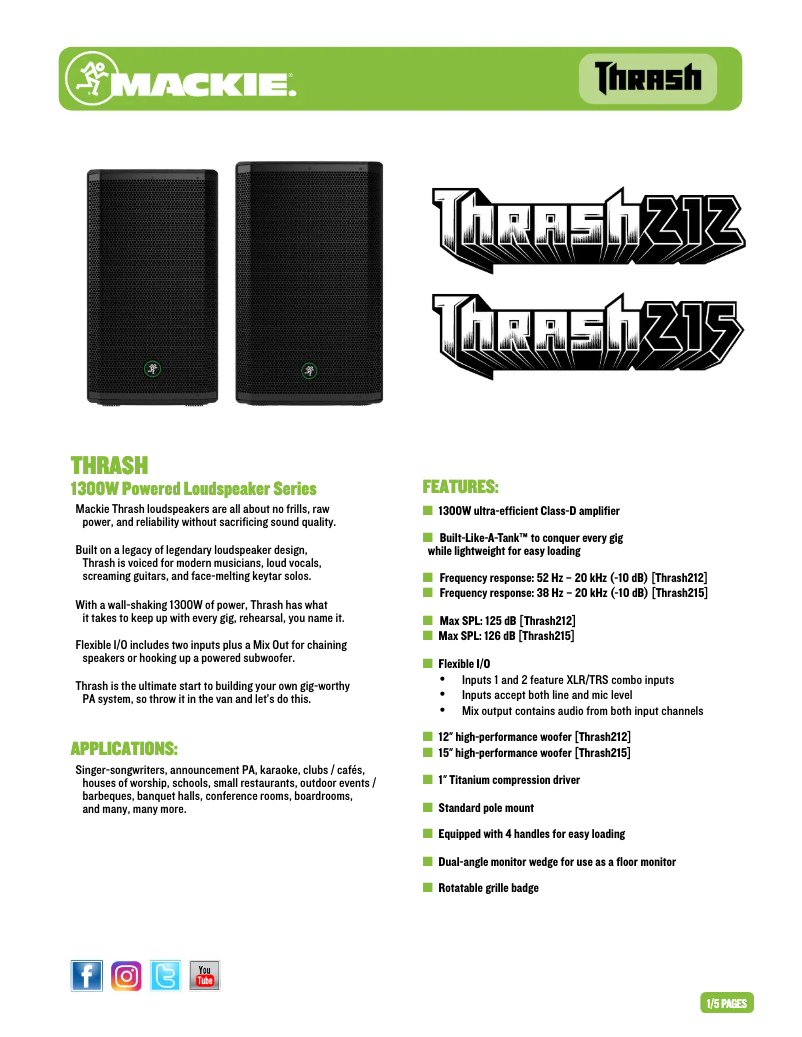 Page n°1 - Fiche technique Mackie Thrash 212