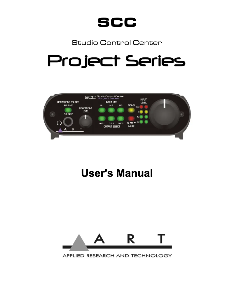 Page 1 de la notice Manuel utilisateur ART SCC Studio Control Center Project Series