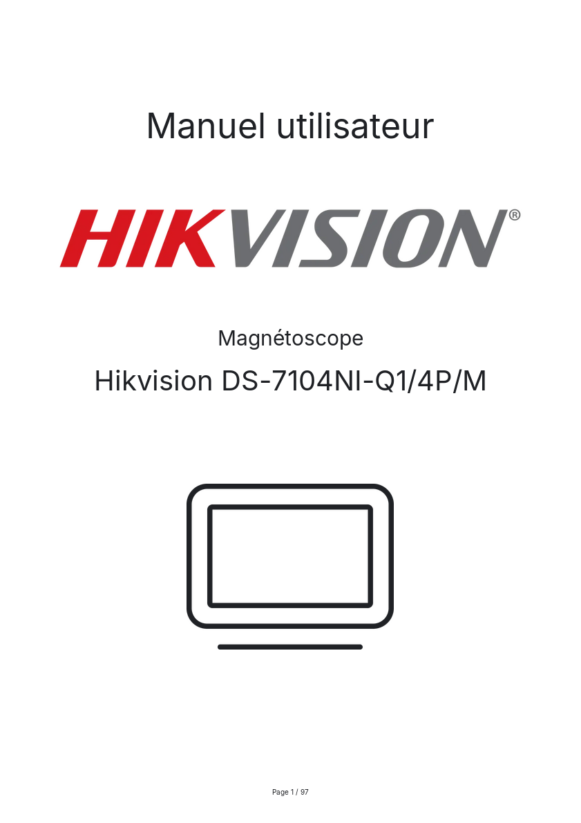 Image de la première page du manuel de l'appareil DS-7104NI-Q1/4P/M