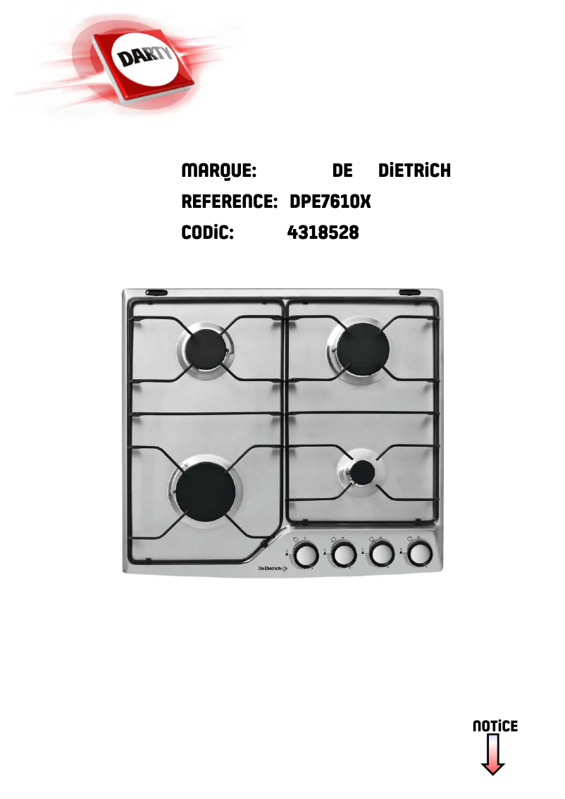 Page 1 de la notice Manuel utilisateur De Dietrich DPE7610X