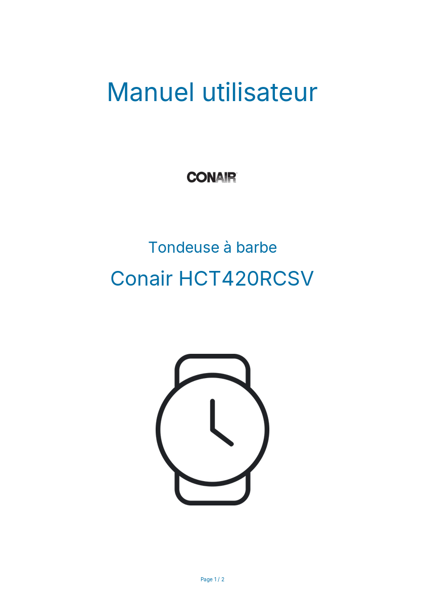 Image de la première page du manuel de l'appareil HCT420RCSV