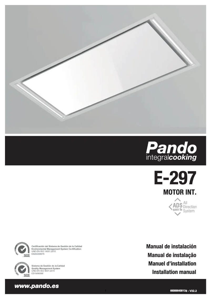 Page 1 de la notice Manuel utilisateur Pando E-297