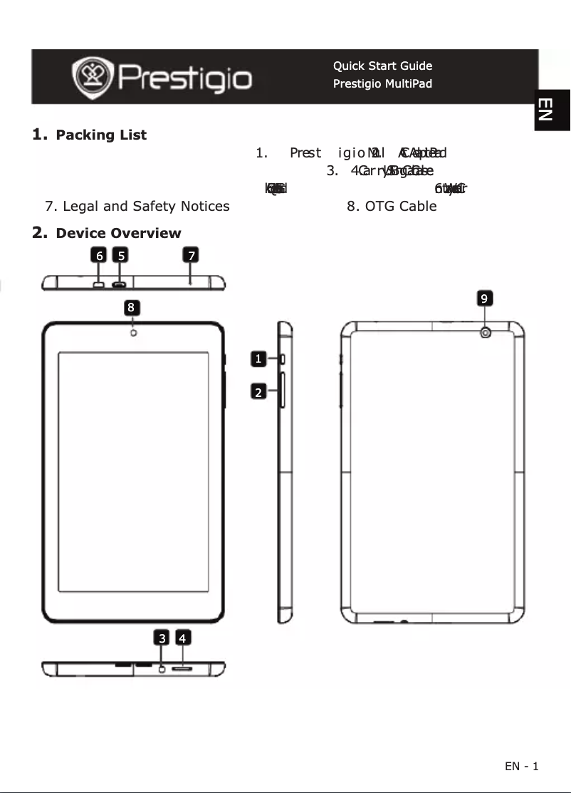 Image de la première page du manuel de l'appareil MultiPad 2 Prime DUO 8.0