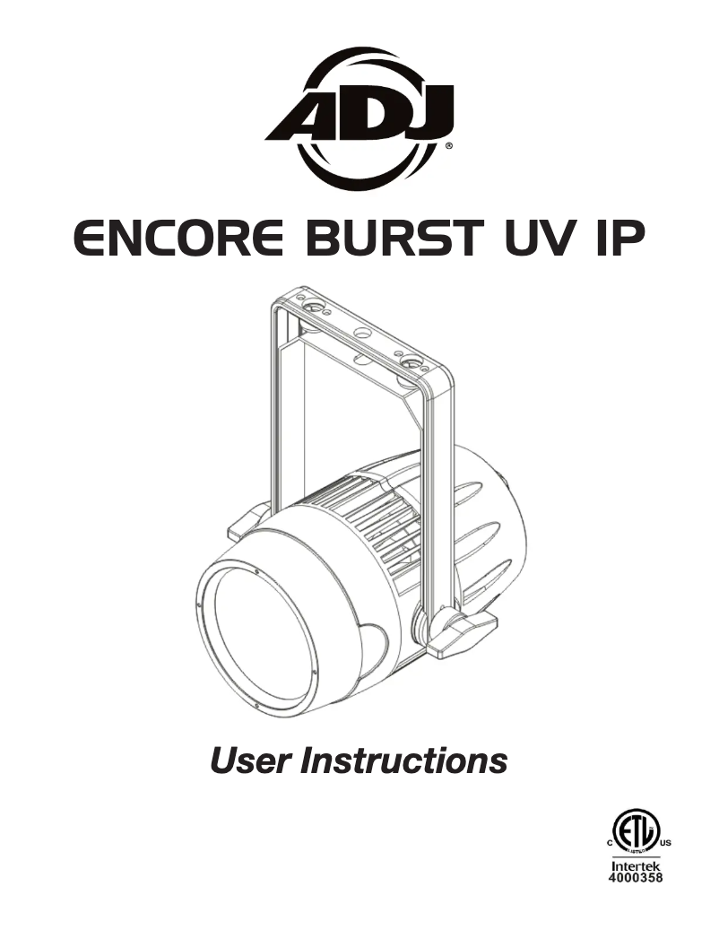 Page 1 de la notice Manuel utilisateur American DJ Encore Burst UV IP
