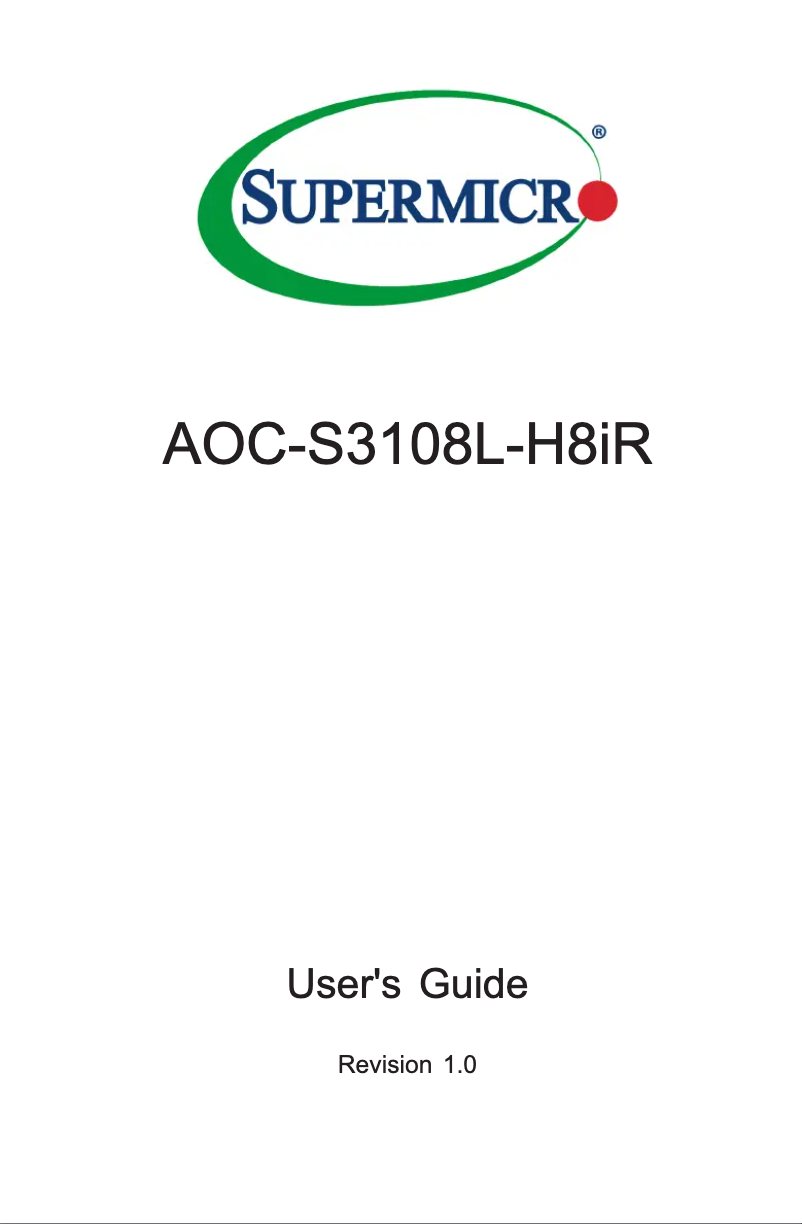 Page n°1 - Manuel utilisateur Supermicro AOC-S3108L-H8IR