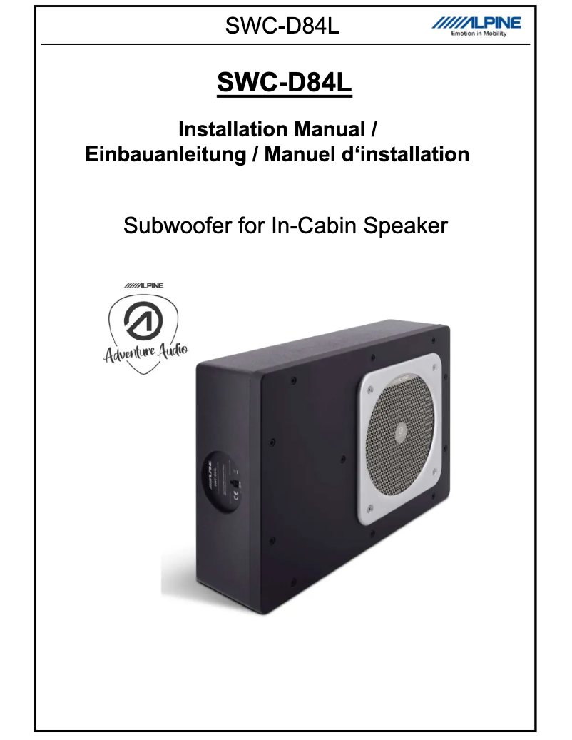 Page 1 de la notice Manuel utilisateur Alpine SWC-D84L