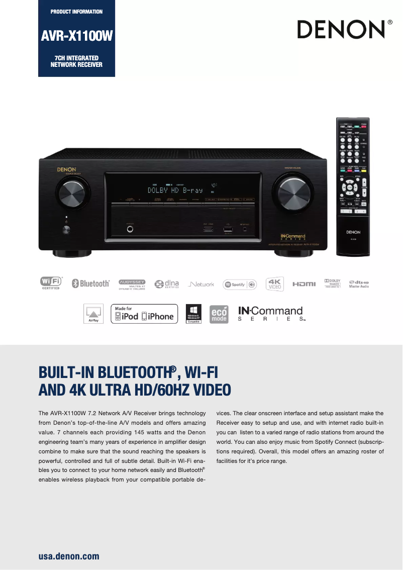 Page n°1 - Fiche technique Denon AVR-X1100W