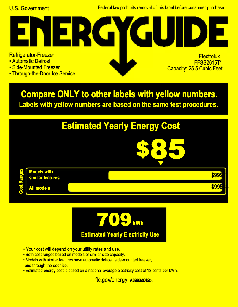 Page n°1 - Label énergétique Frigidaire FFSS2615TP
