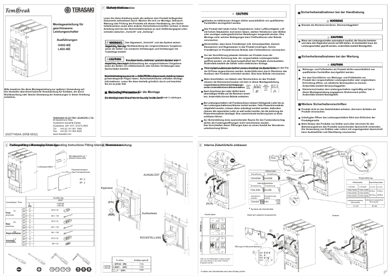 Page n°1 - Instructions / montage Hager H400NE-250A4P