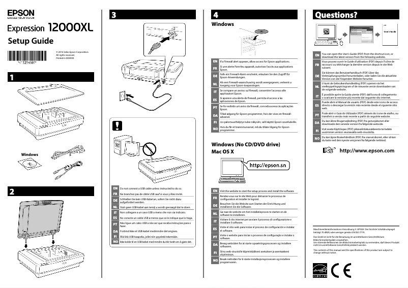 Page 1 of the manual Installation Guide Epson 12000XL