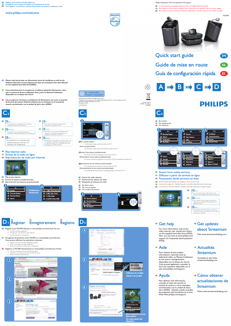 Imagen de la primera página del manual del dispositivo Streamium MCI900