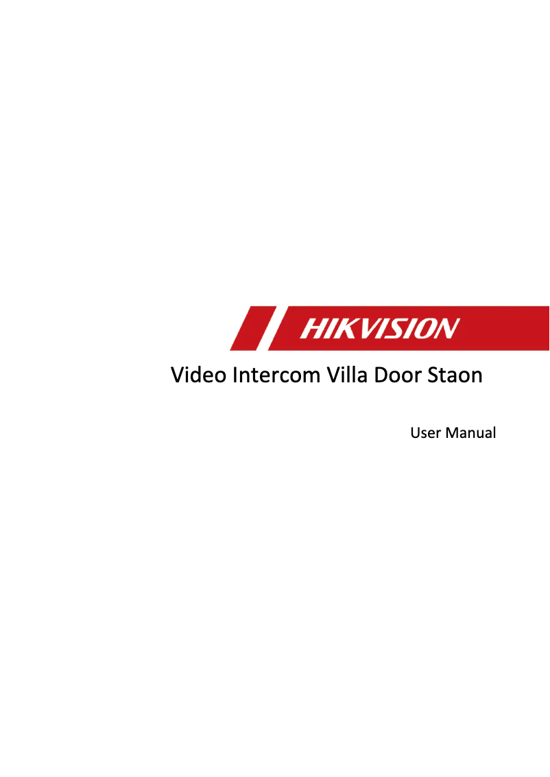 Page n°1 - Manuel utilisateur Hikvision DS-KIS604-S