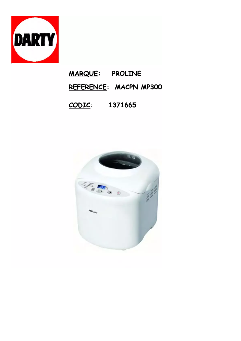 Page n°1 - Manuel utilisateur Proline MP300