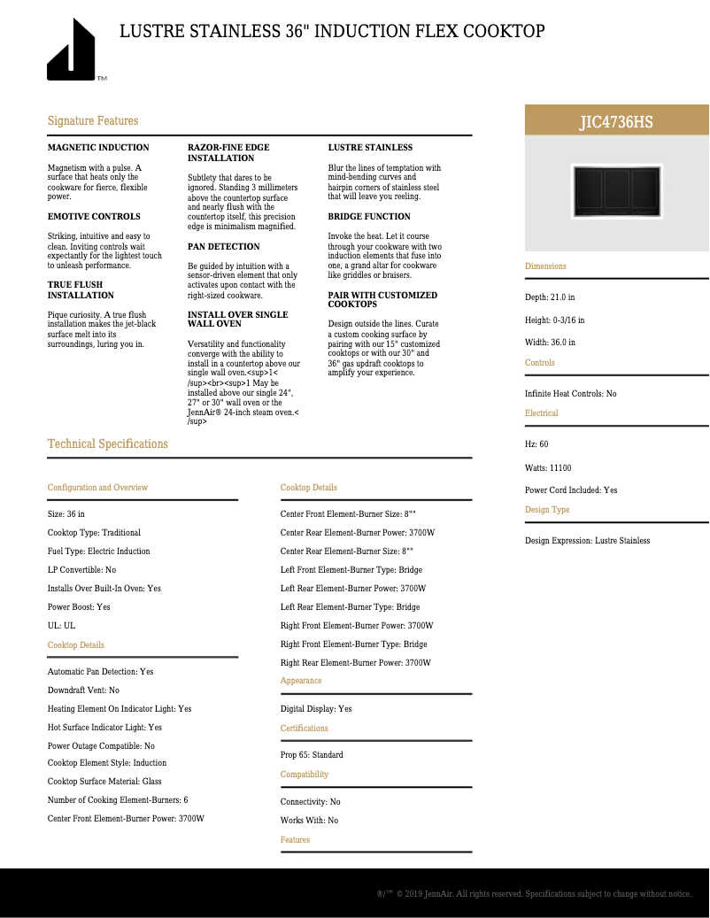 Image de la première page du manuel de l'appareil JIC4736HS