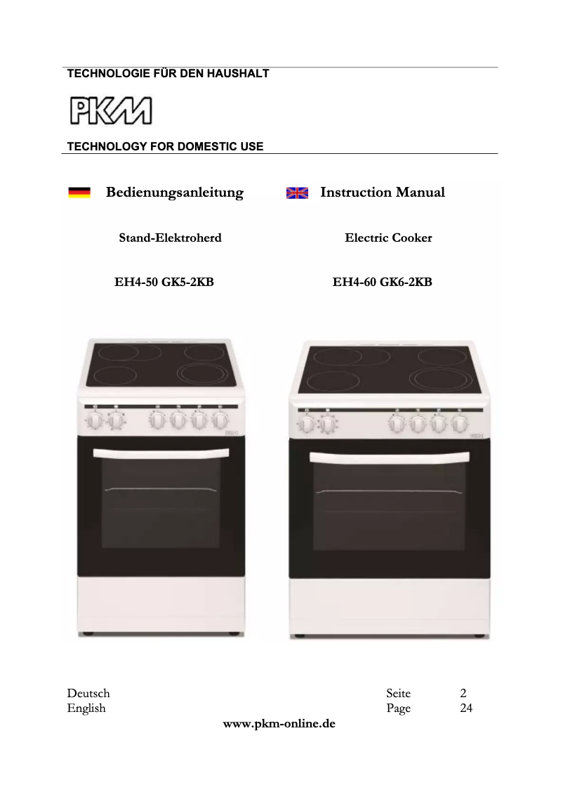 Page 1 de la notice Manuel utilisateur PKM EH4-50 GK5-2KB