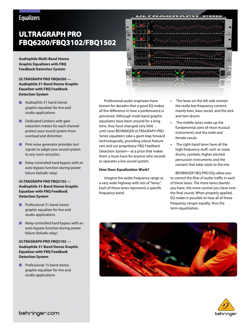 Page 1 de la notice Brochure Behringer FBQ6200