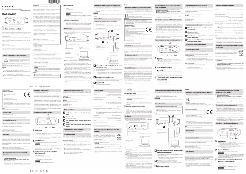 Page 1 de la notice Manuel utilisateur Onkyo DAC-HA200(B)