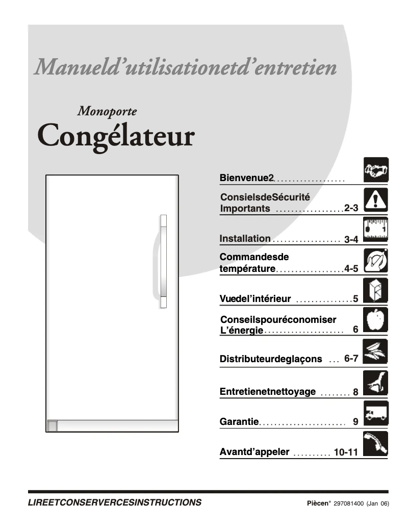 Page n°1 - Manuel utilisateur Frigidaire FPUH17D7KF