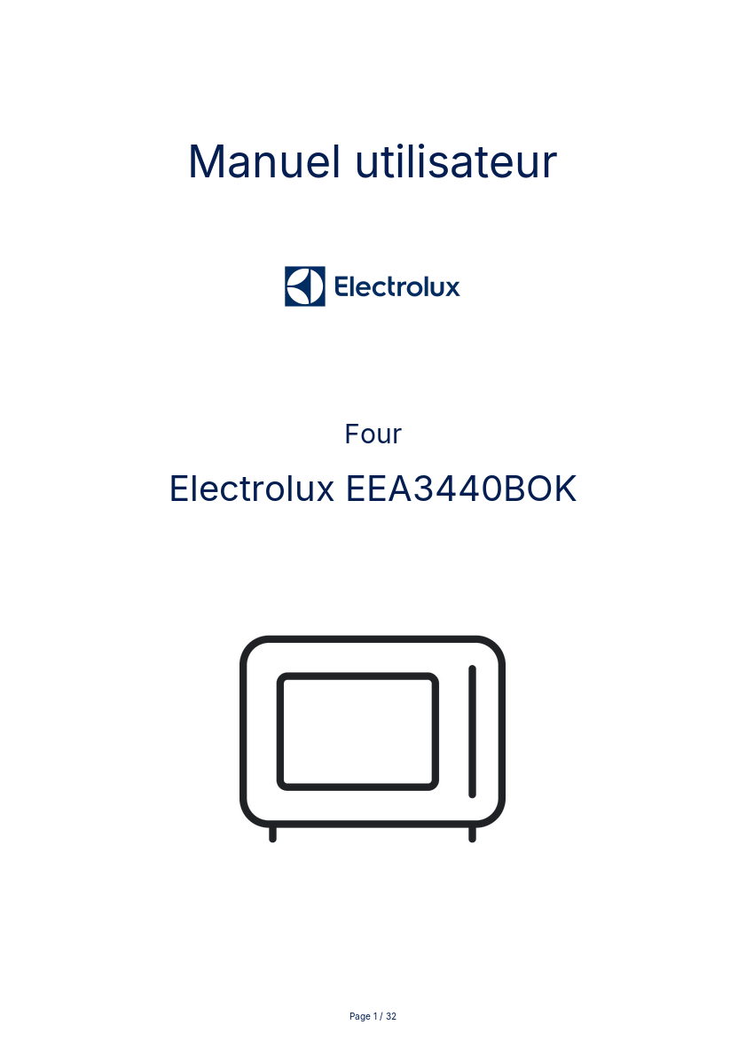 Page n°1 - Manuel utilisateur Electrolux EEA3440BOK
