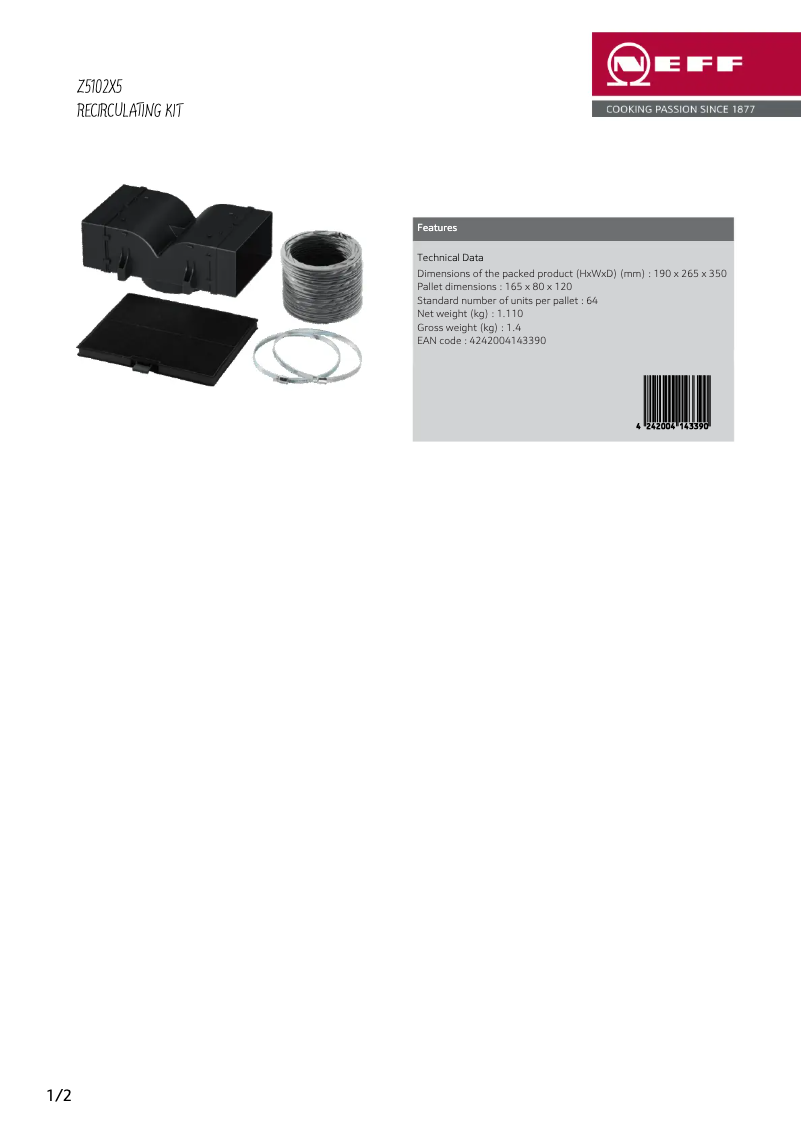 Page 1 de la notice Manuel utilisateur Neff Z5102X5