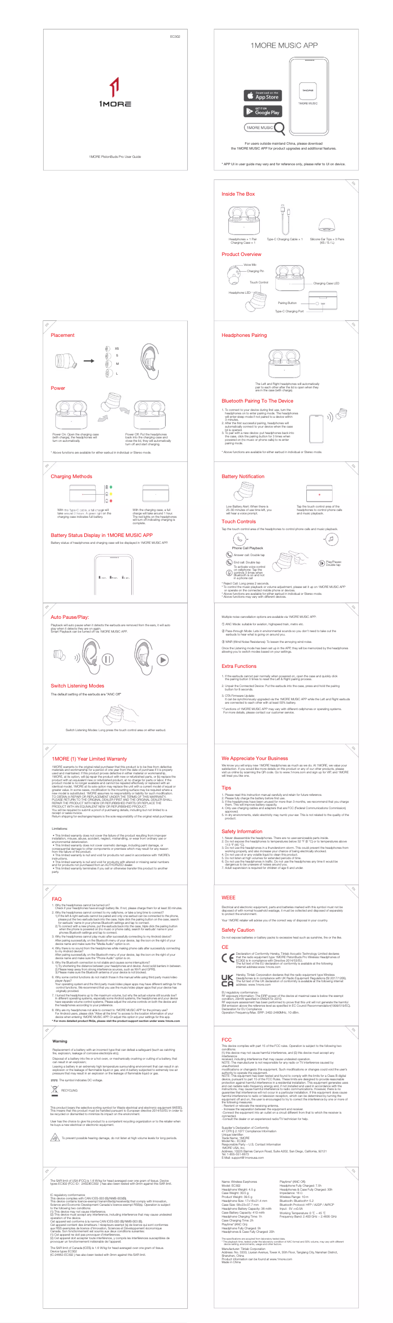 Page 1 de la notice Manuel utilisateur 1More PistonBuds