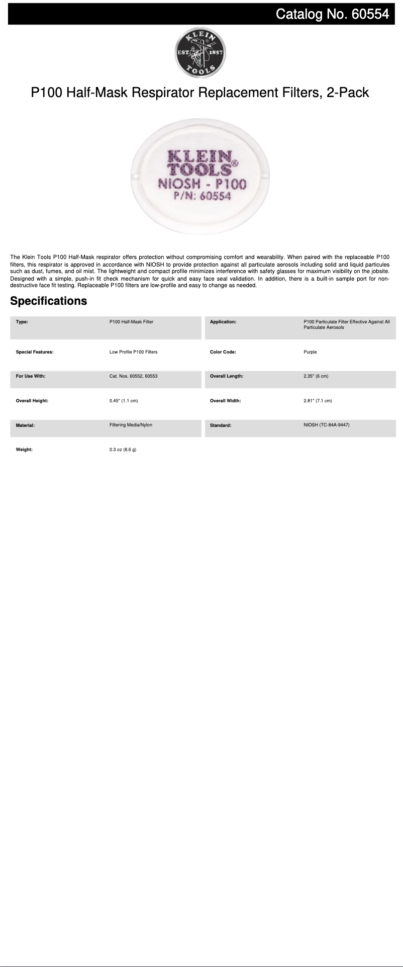 First page image of the manual for 60554